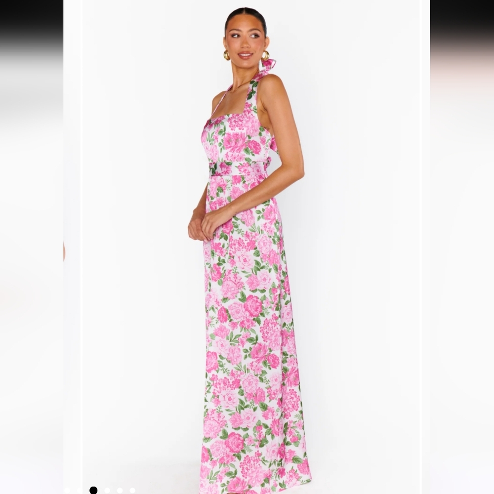 Show me your mumu Hazel halter maxi dress cottage floral pink XXL